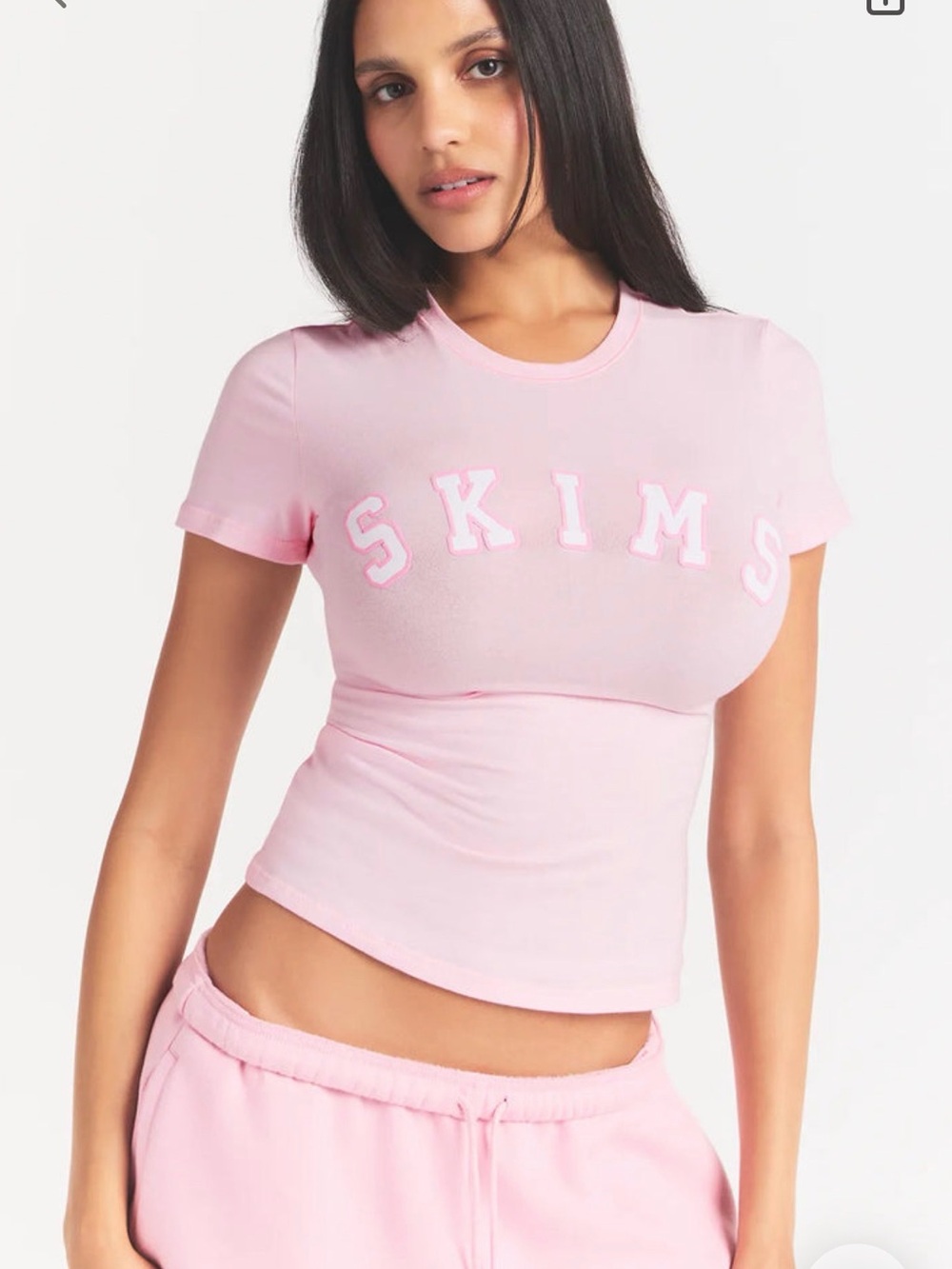 SKIMS Pink Cotton Jersey Logo T-Shirt NWT Limited Edition - Picture 3 of 5